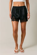 Molly Elastic Waist Mid Rise Lace Trim Shorts