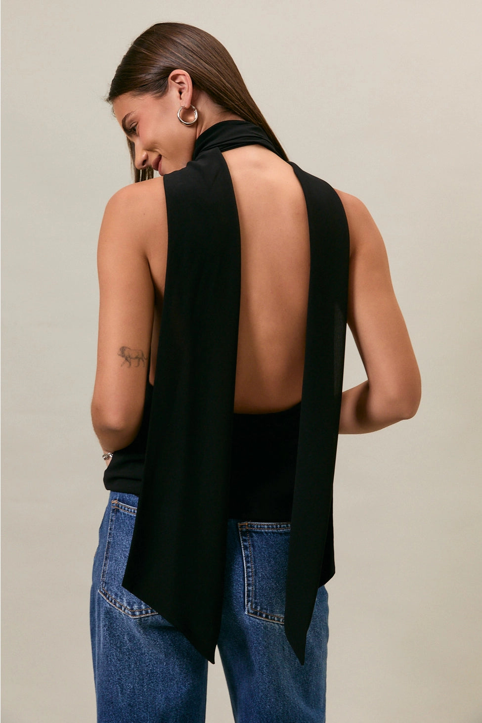 Julia Cowl Neck Top w/ Attached Scarf