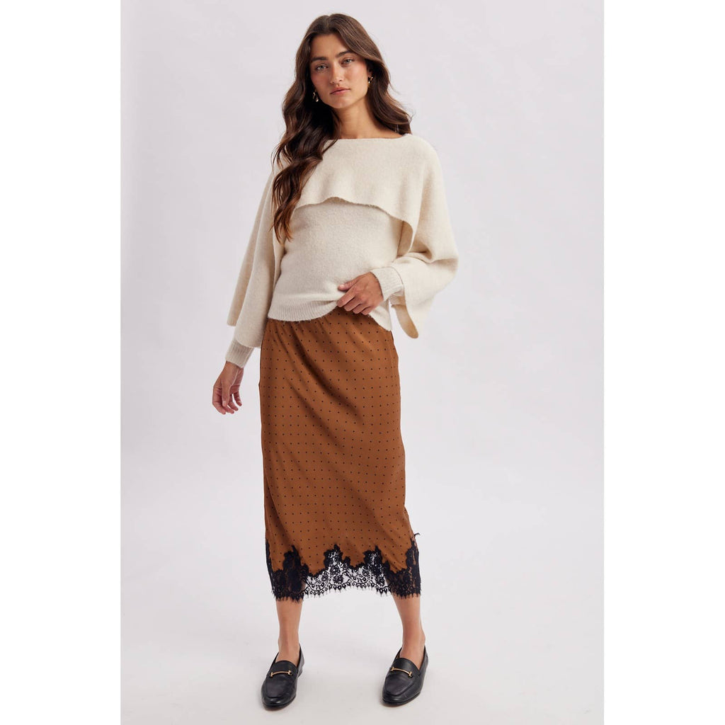 Maddie Layered Cape Sweater- Ivory