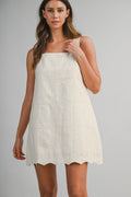 Poppy Eyelet Mini Dress- Ecru