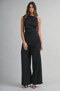 Mari Asymmetrical Two- Piece Set- Black