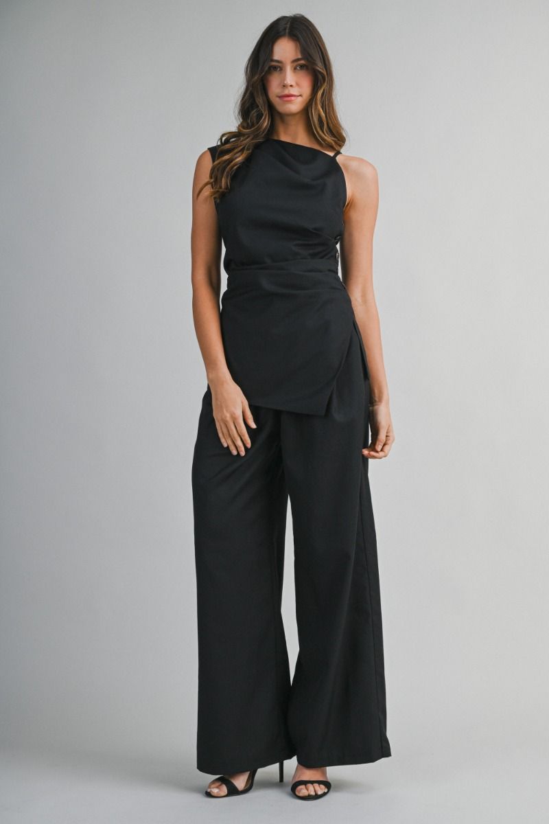 Mari Asymmetrical Two- Piece Set- Black